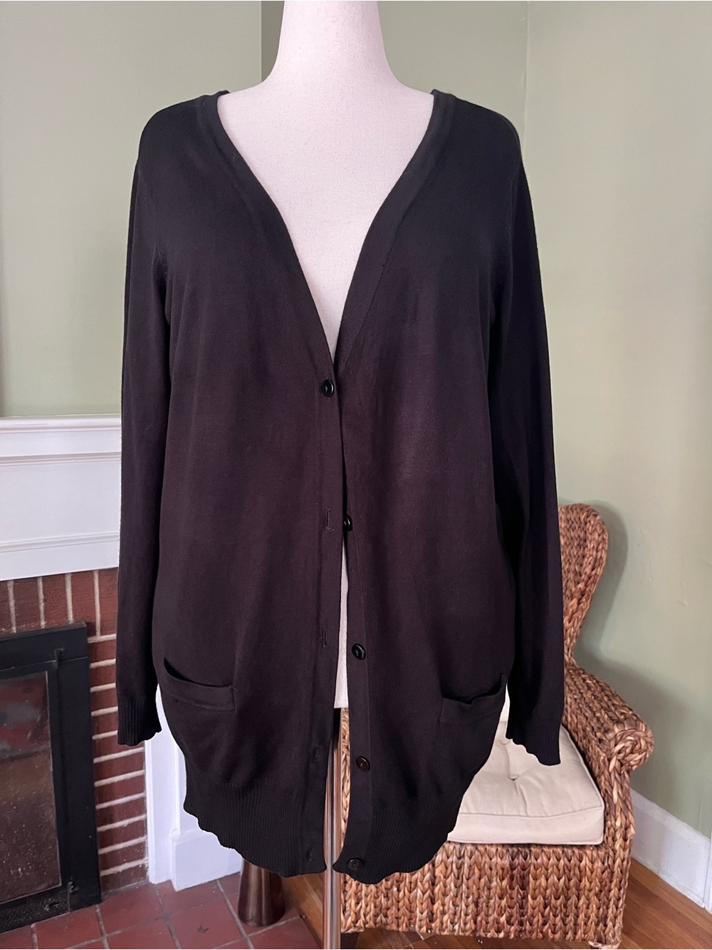 ELOQUII Black Lightweight Longline Cardigan | Size 18/20